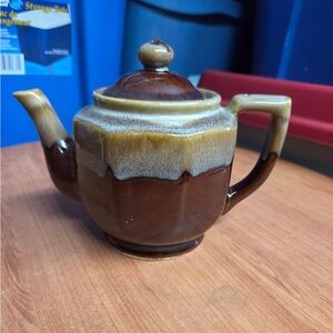 vintage brown drip glaze ceramic teapot